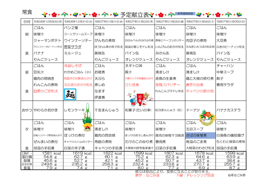 献立表2024.12.30～2025.1.26のサムネイル